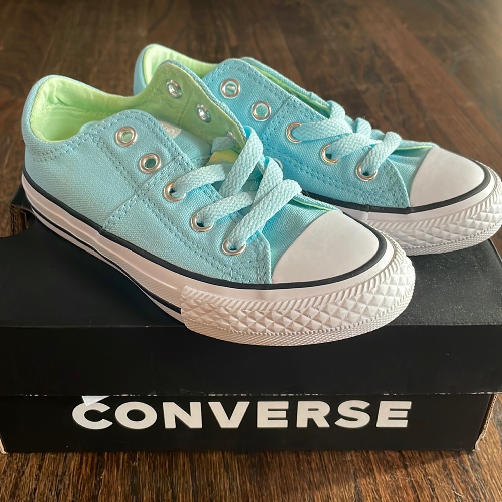 NWT converse sneakers- baby blue with lime green!!